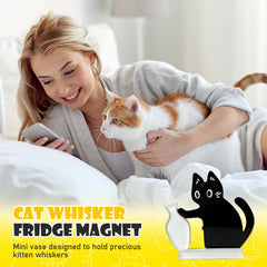 Acrylic cat whisker keepsake vase displayed on a fridge