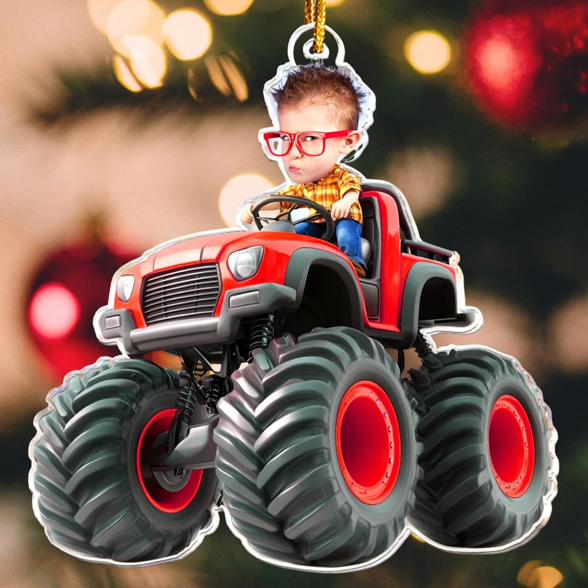 acrylic christmas ornament photo gift on display