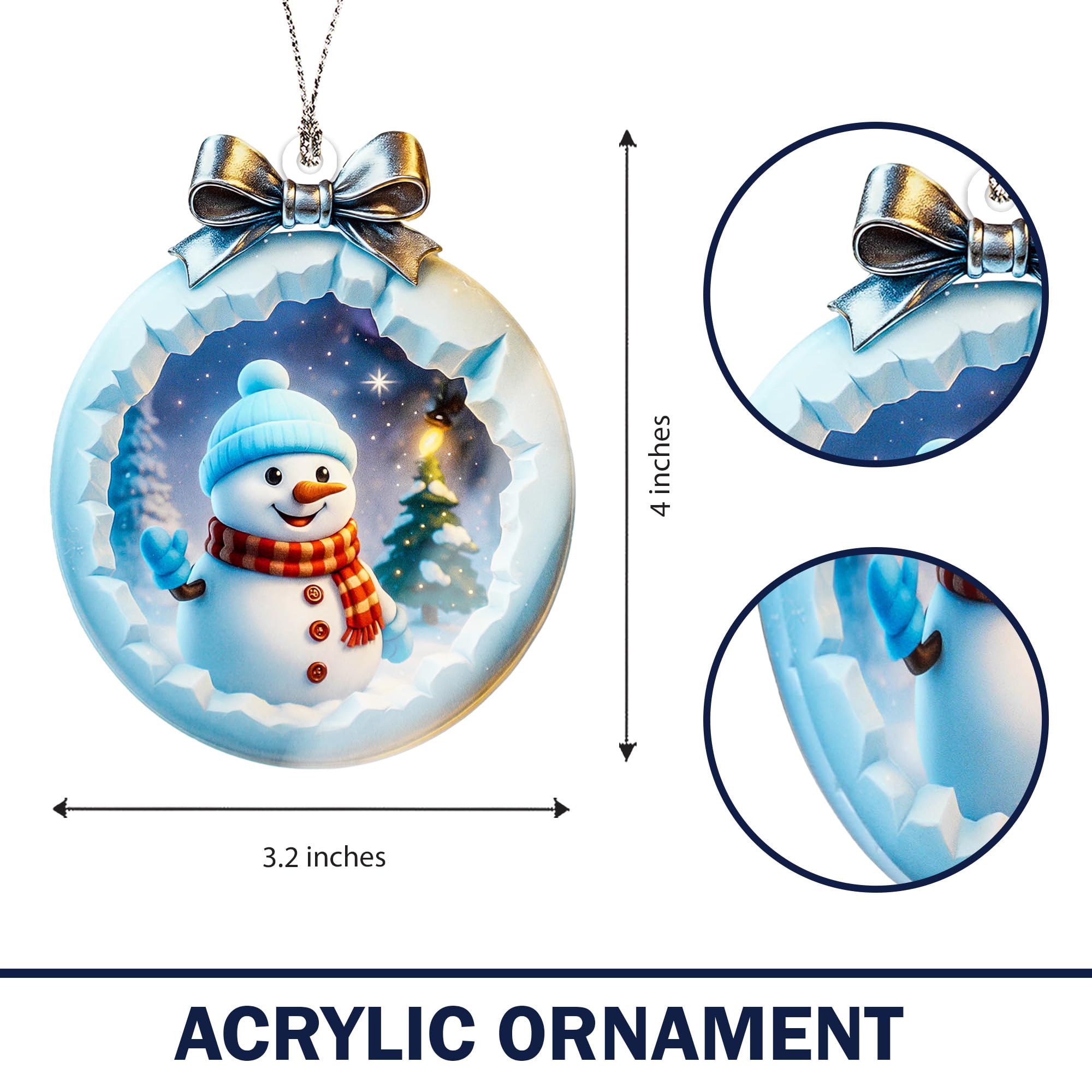 Acrylic Christmas Ornaments snowman with vibrant colors and detailed design