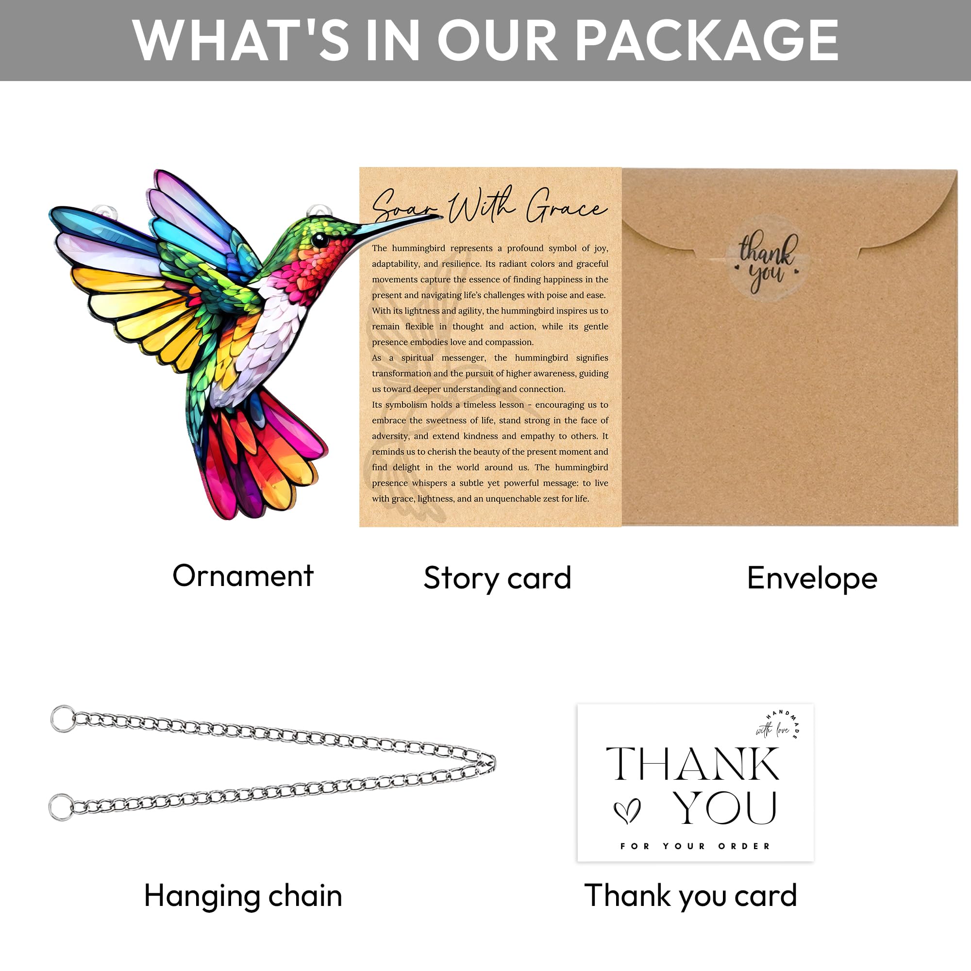 Acrylic hummingbird ornament double sided print