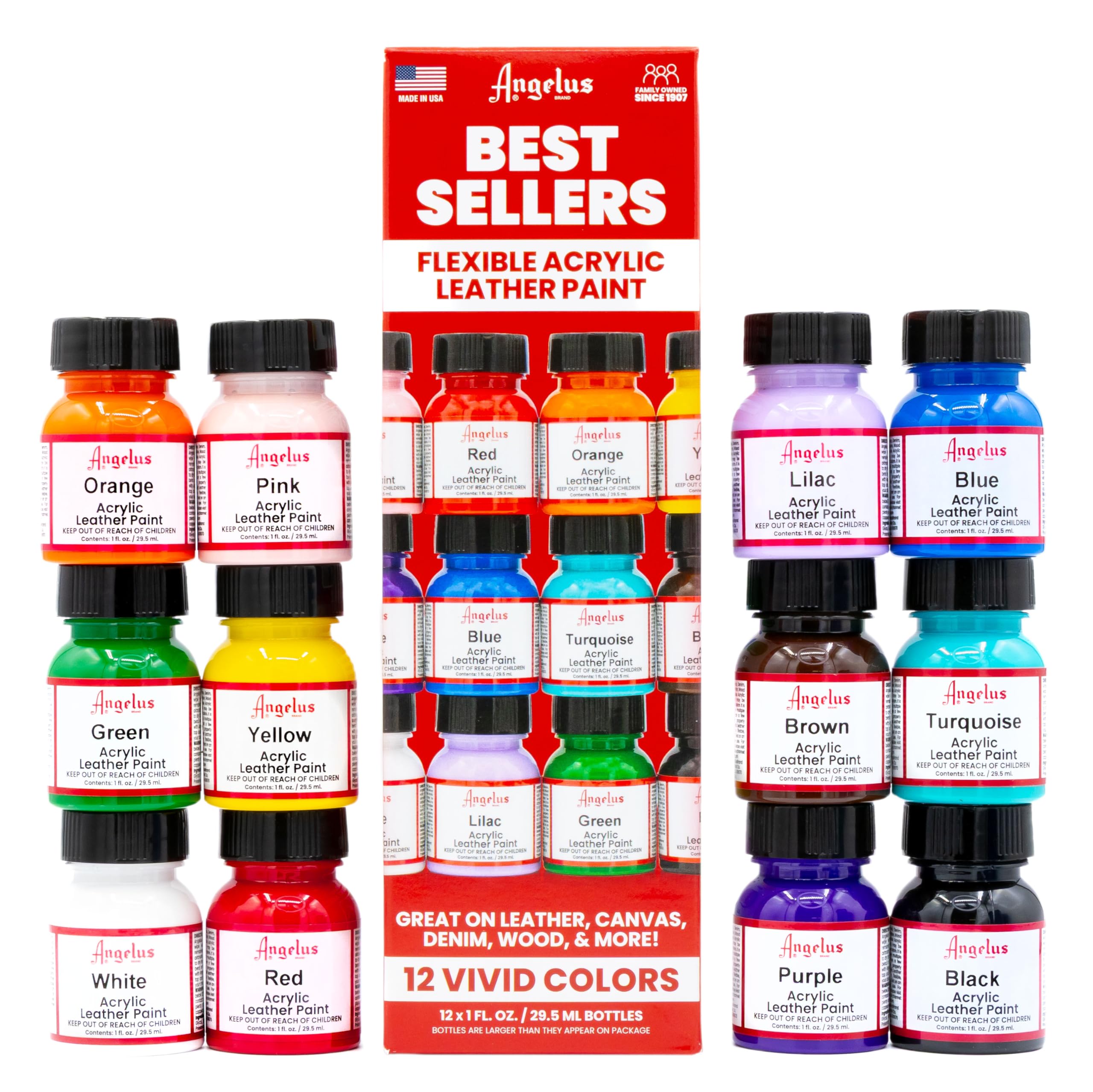 Angelus acrylic leather paint kit for shoes jackets purses