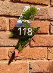 Acrylic Mirror House Numbers Sign gold finish on wall