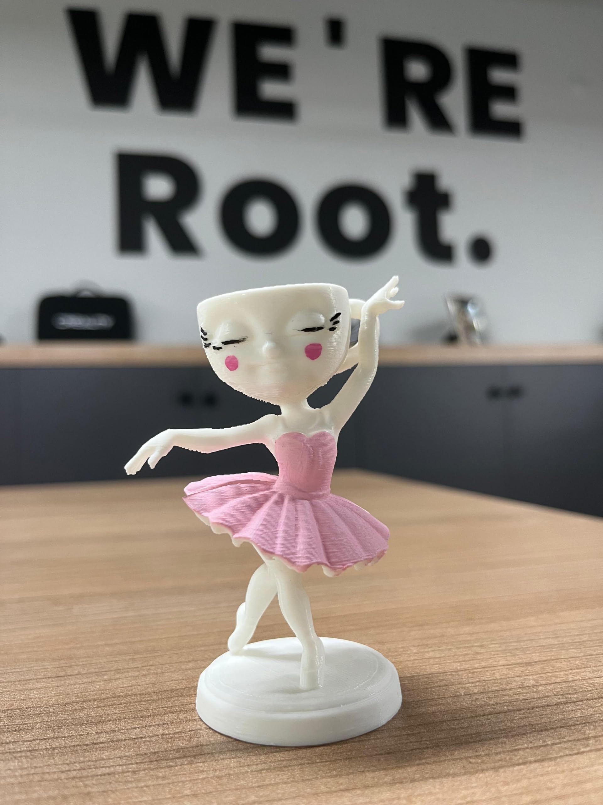 Acrylic hand-painted details on Ballerina Cappuccino figure