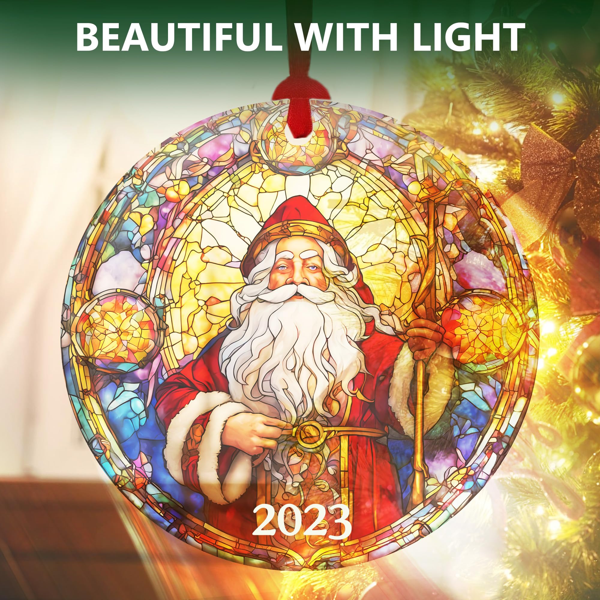 Printed stained glass ornament for Christmas decor