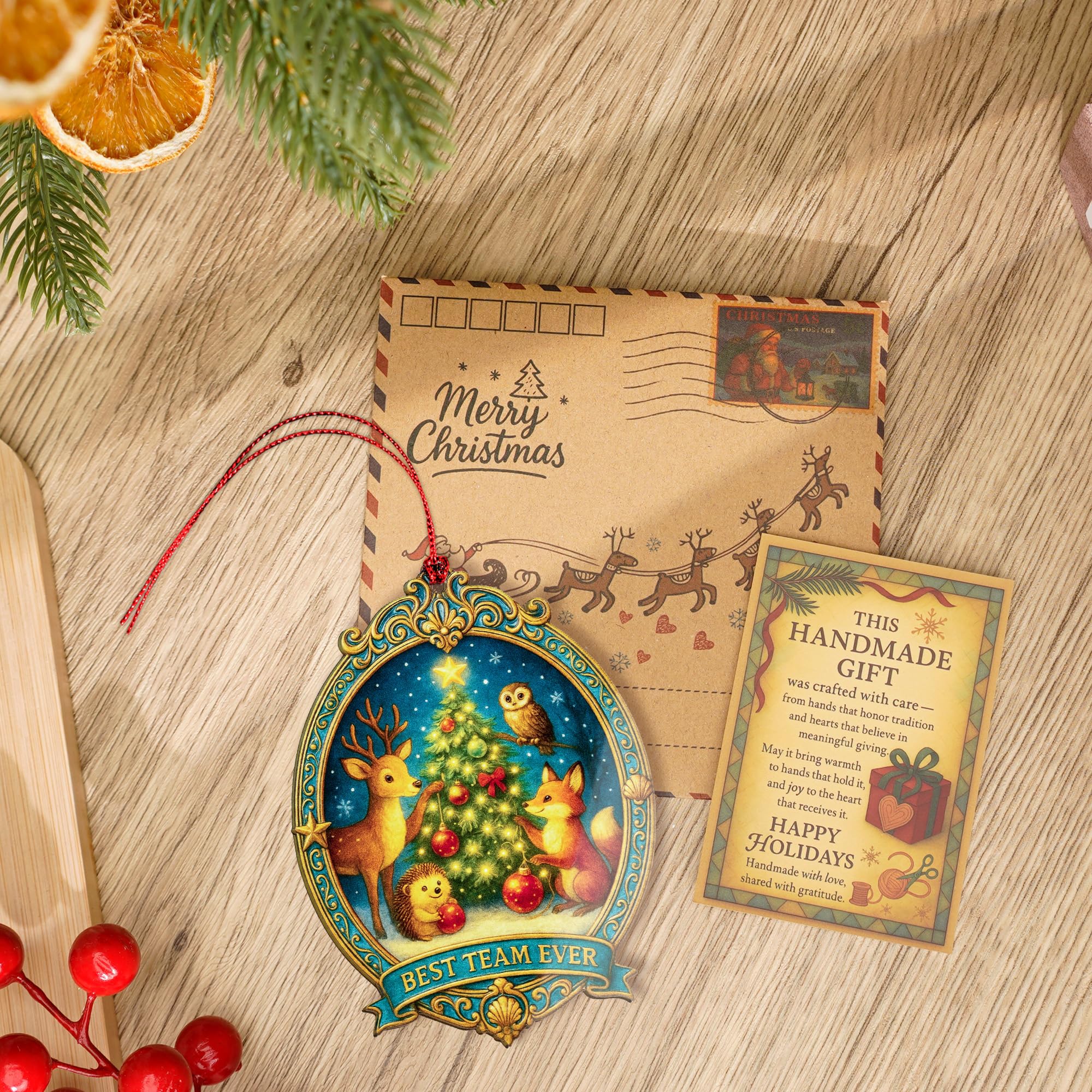 Art Ornament miniature holiday decor piece with timeless motifs