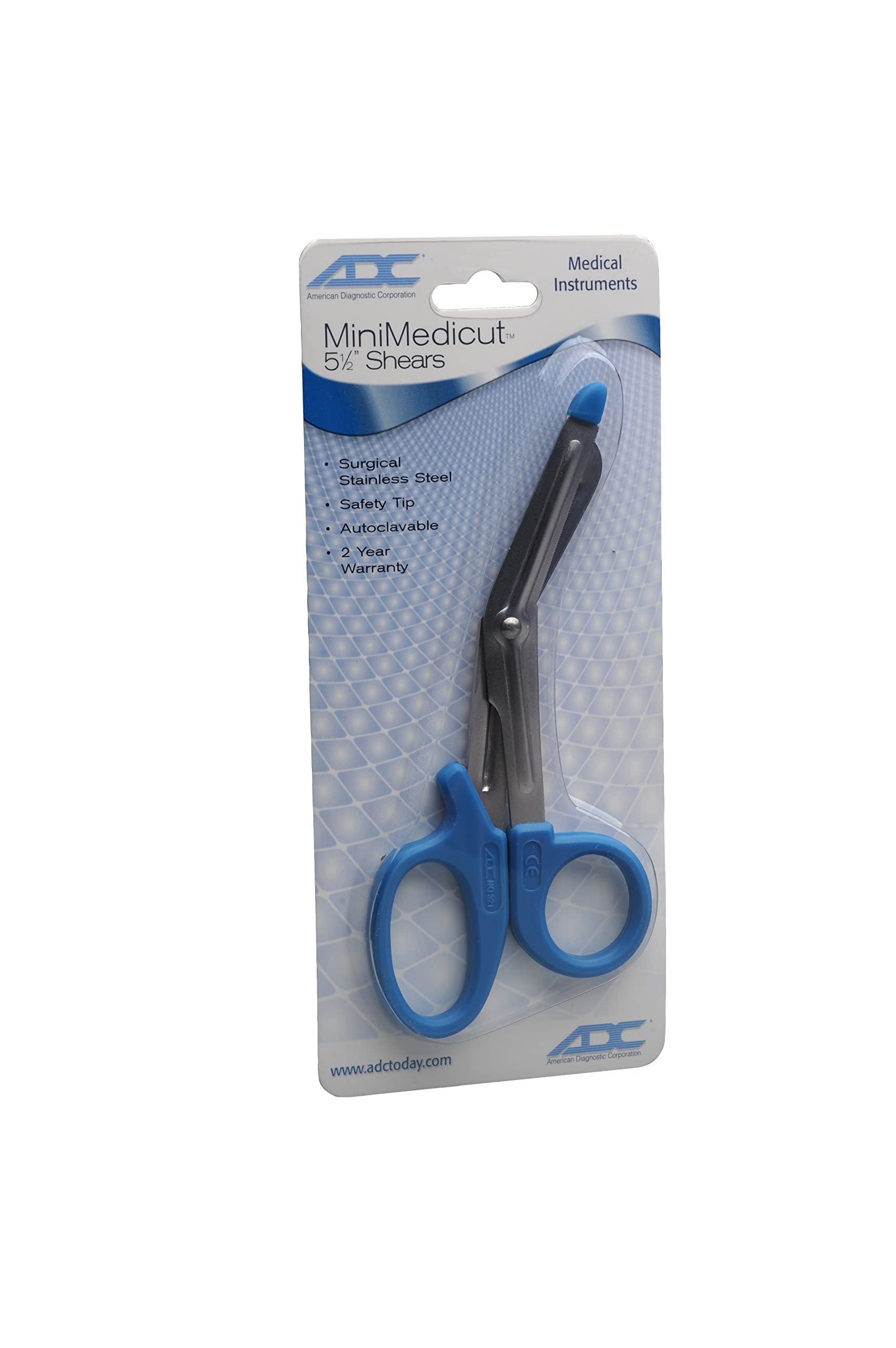 Medical grade stainless steel nursing scissors with safety tip contoured handle
