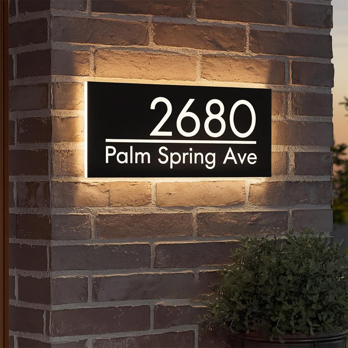 Address sign mounted at front door entrance