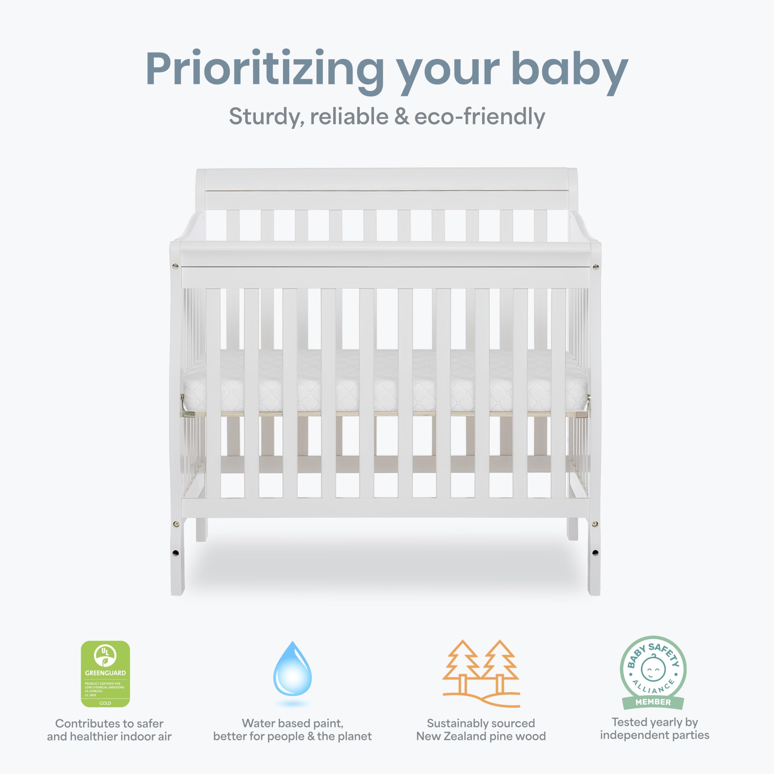 GREENGUARD Gold certified Aden crib safety badge