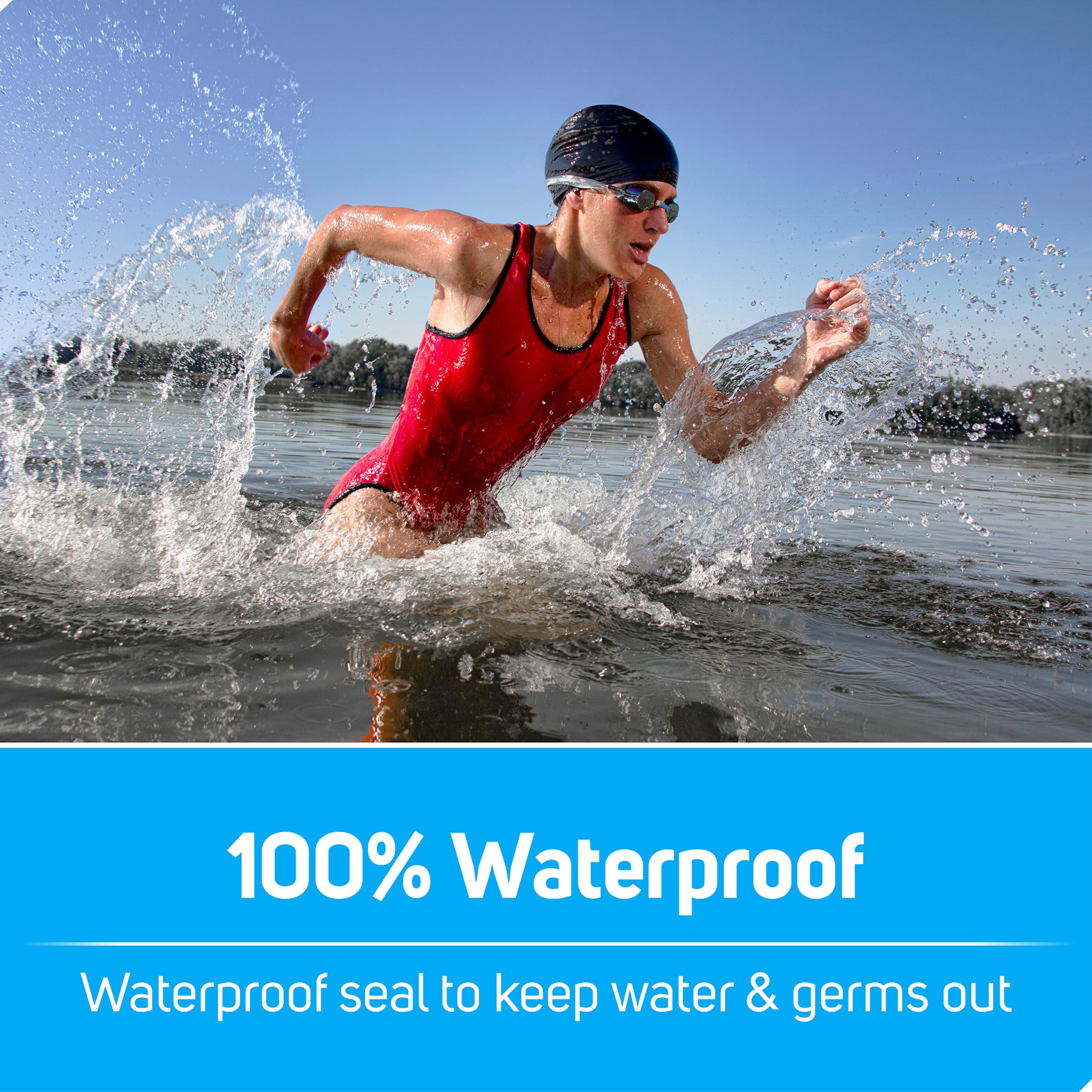 Waterproof heavy-duty bandages with four-sided island pad