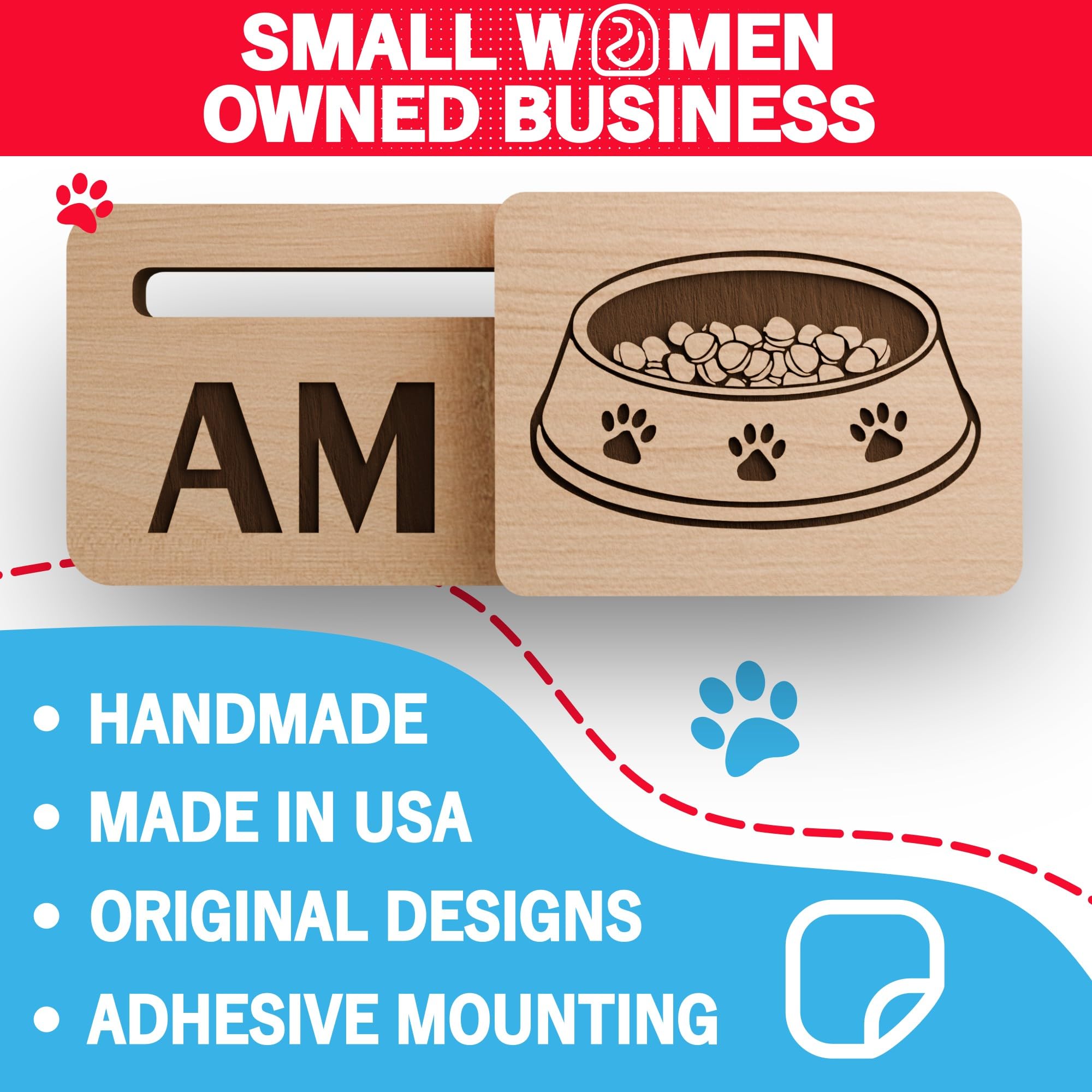 Adhesive backed EZSlide AM PM tracker for pets size 1.8 in W x 3.5 in L x 0.75 in D