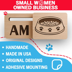 Adhesive backed EZSlide AM PM tracker for pets size 1.8 in W x 3.5 in L x 0.75 in D