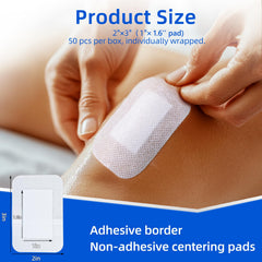 Adhesive gauze bandages 2x3 non-adherent pad detail