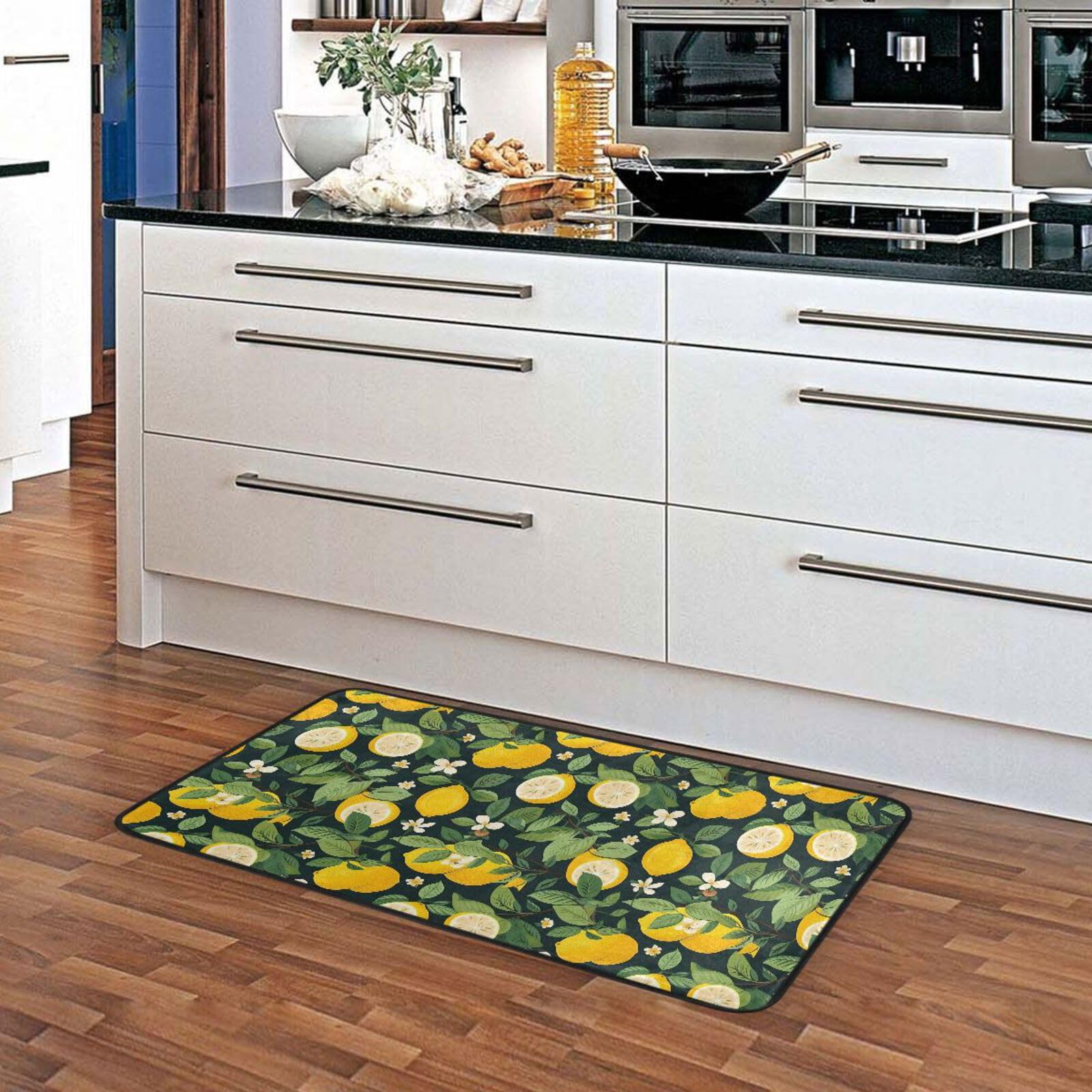 Mat with four adhesive pads for stability on smooth surfaces