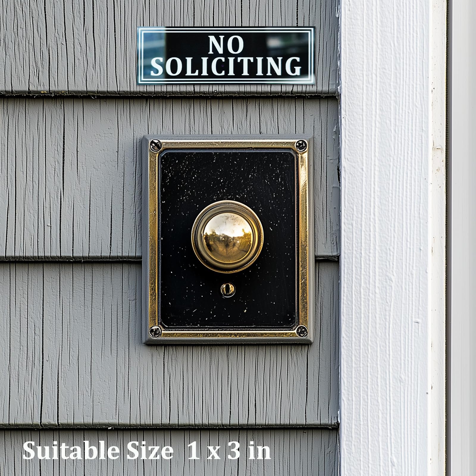 Black No Soliciting sign for exterior use