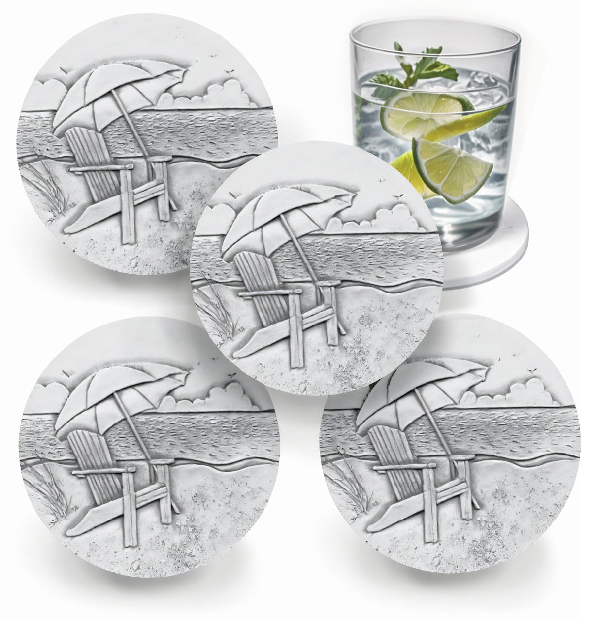 Adirondack chair absorbent drink coasters set of 4 made in USA