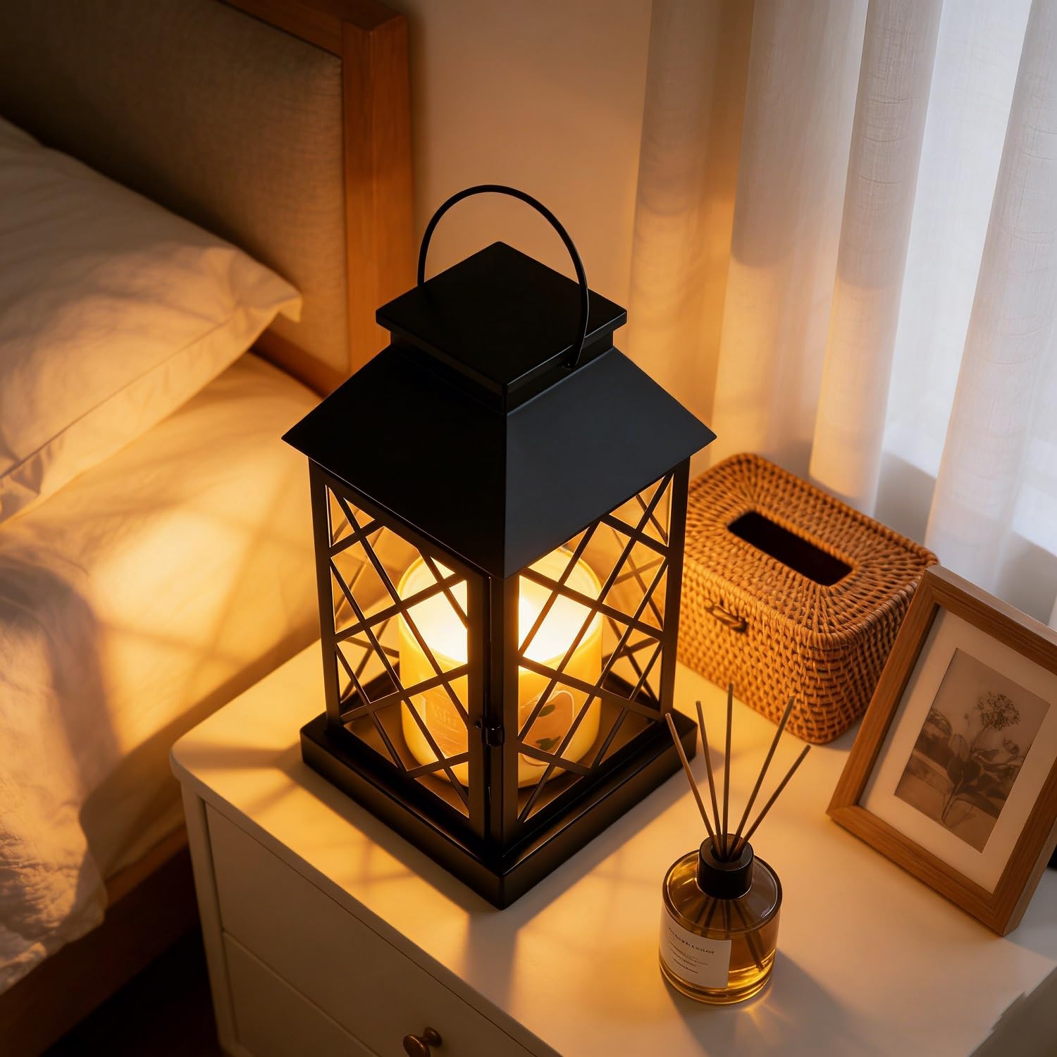 Safe flame-free candle experience with wax melt warmer in home