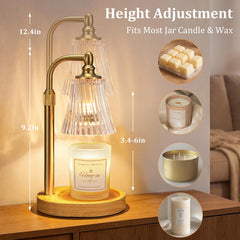 Wooden base with non-slip pads and glass shade