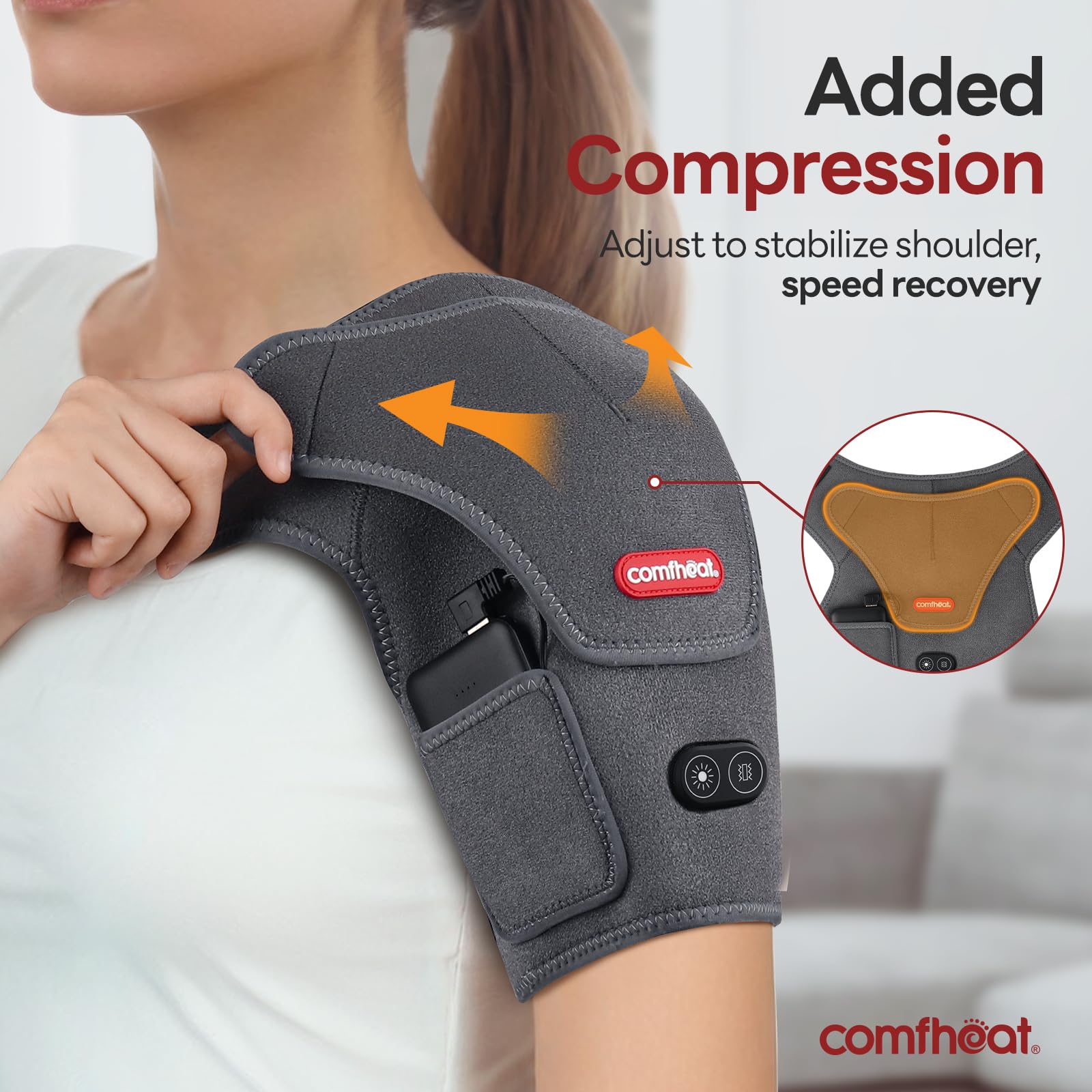 Adjustable chest buckle and Velcro strap on shoulder pad