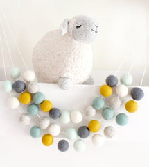 Adjustable spacing between 1 inch felt balls on a garland