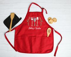 Garden apron with adjustable neck strap and waist ties