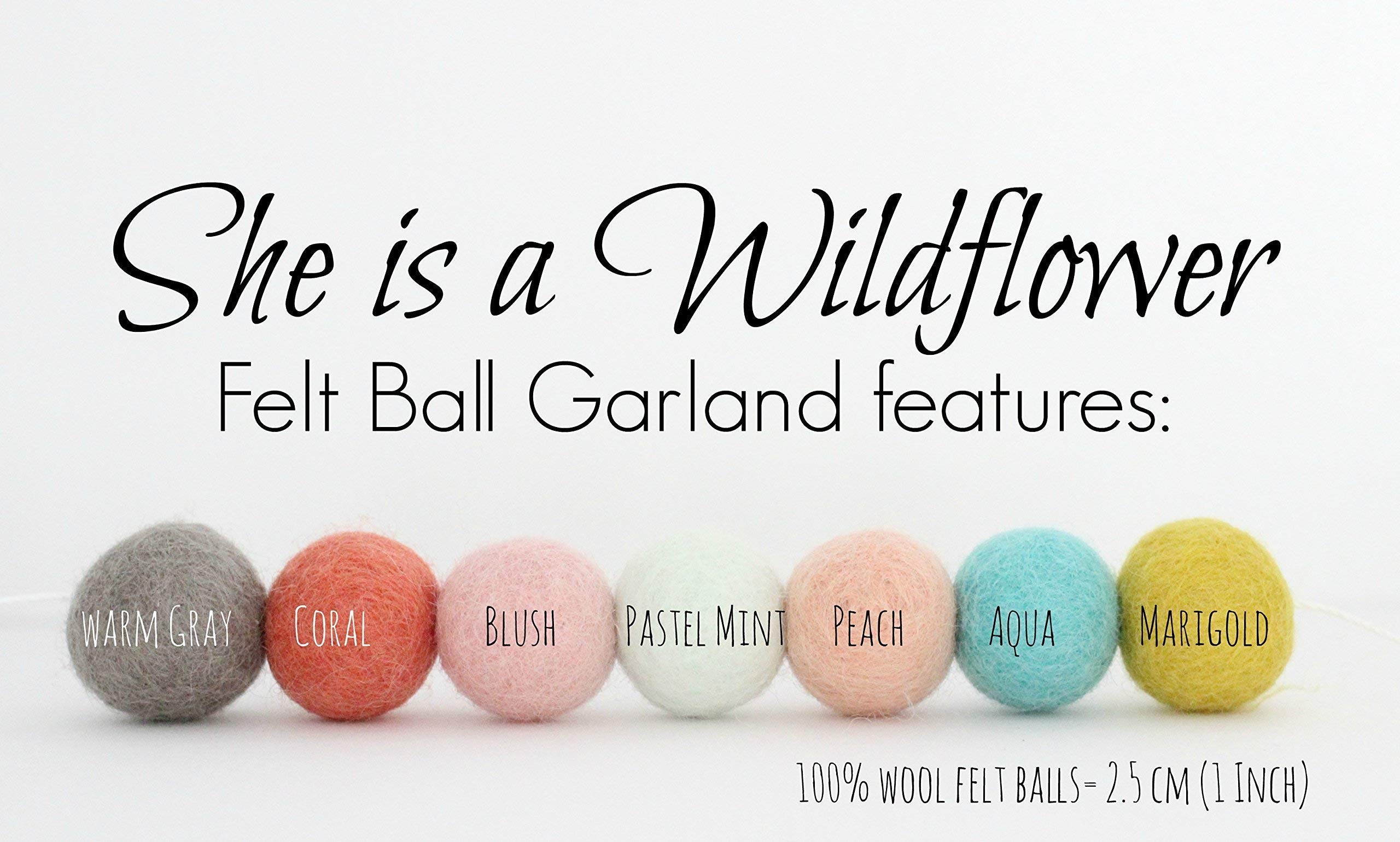 Adjustable handmade felt ball garland with 1 inch balls