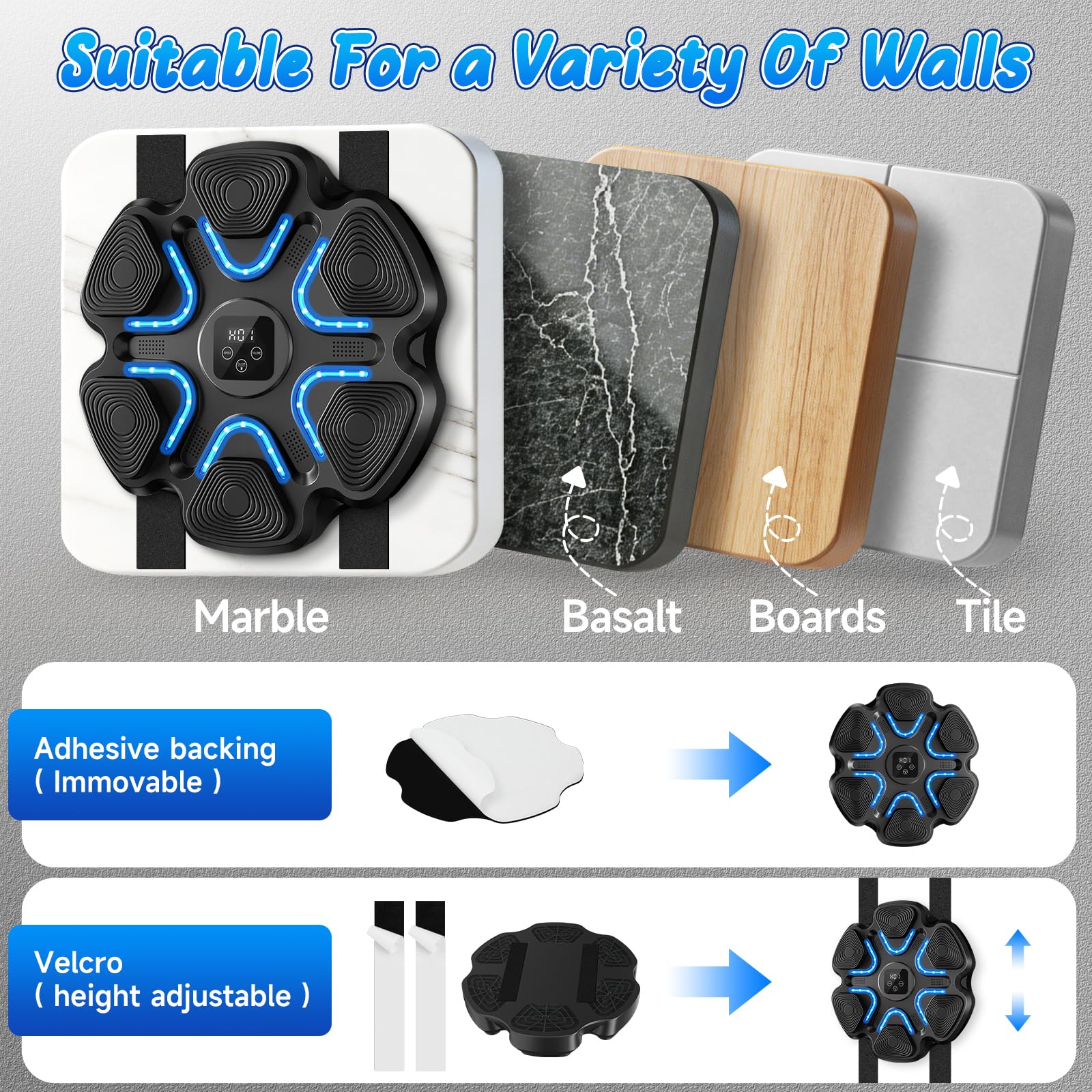 Installation with double sided tape or velcro