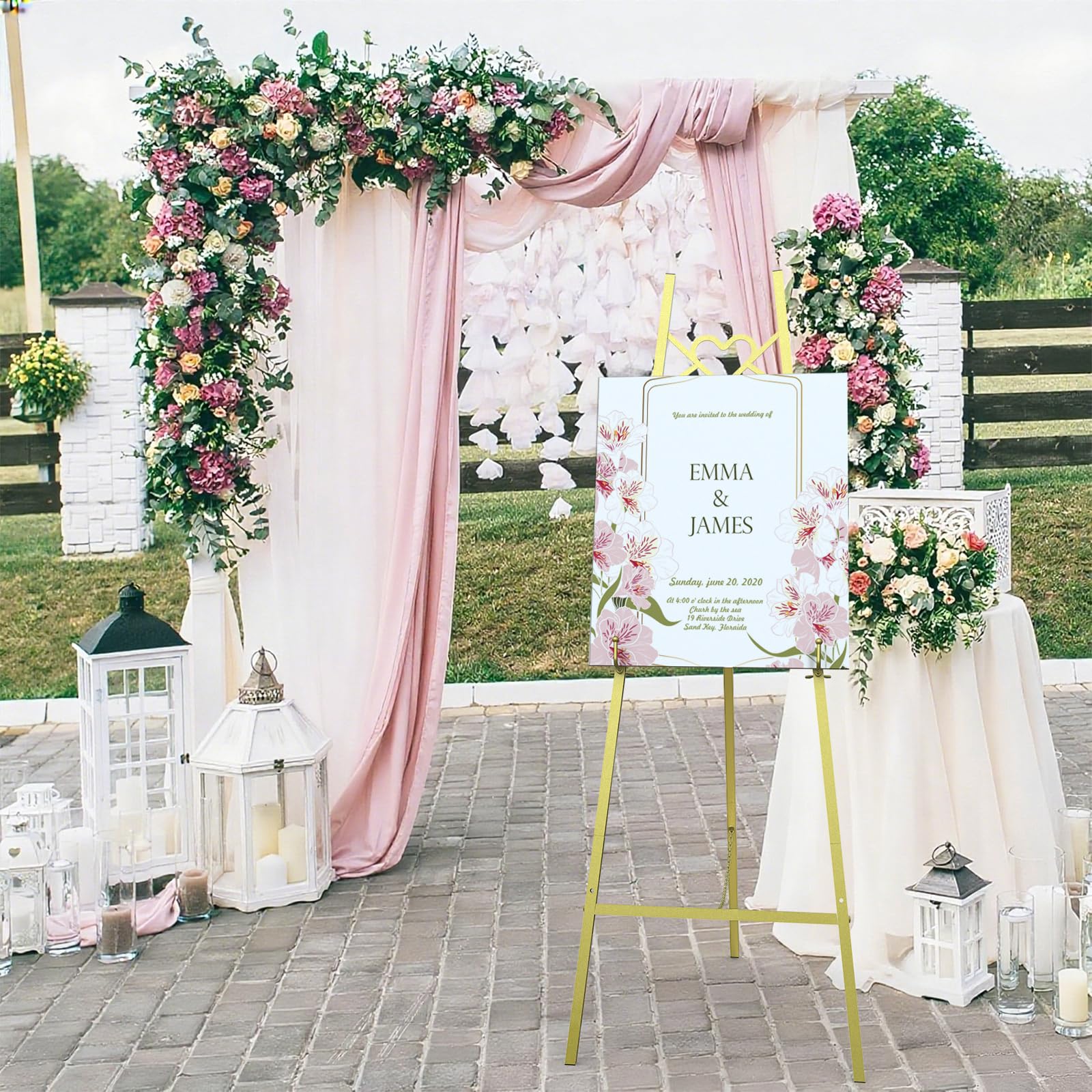 Home display after event with gold easel