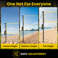 Adjustable height net with push-button locking system
