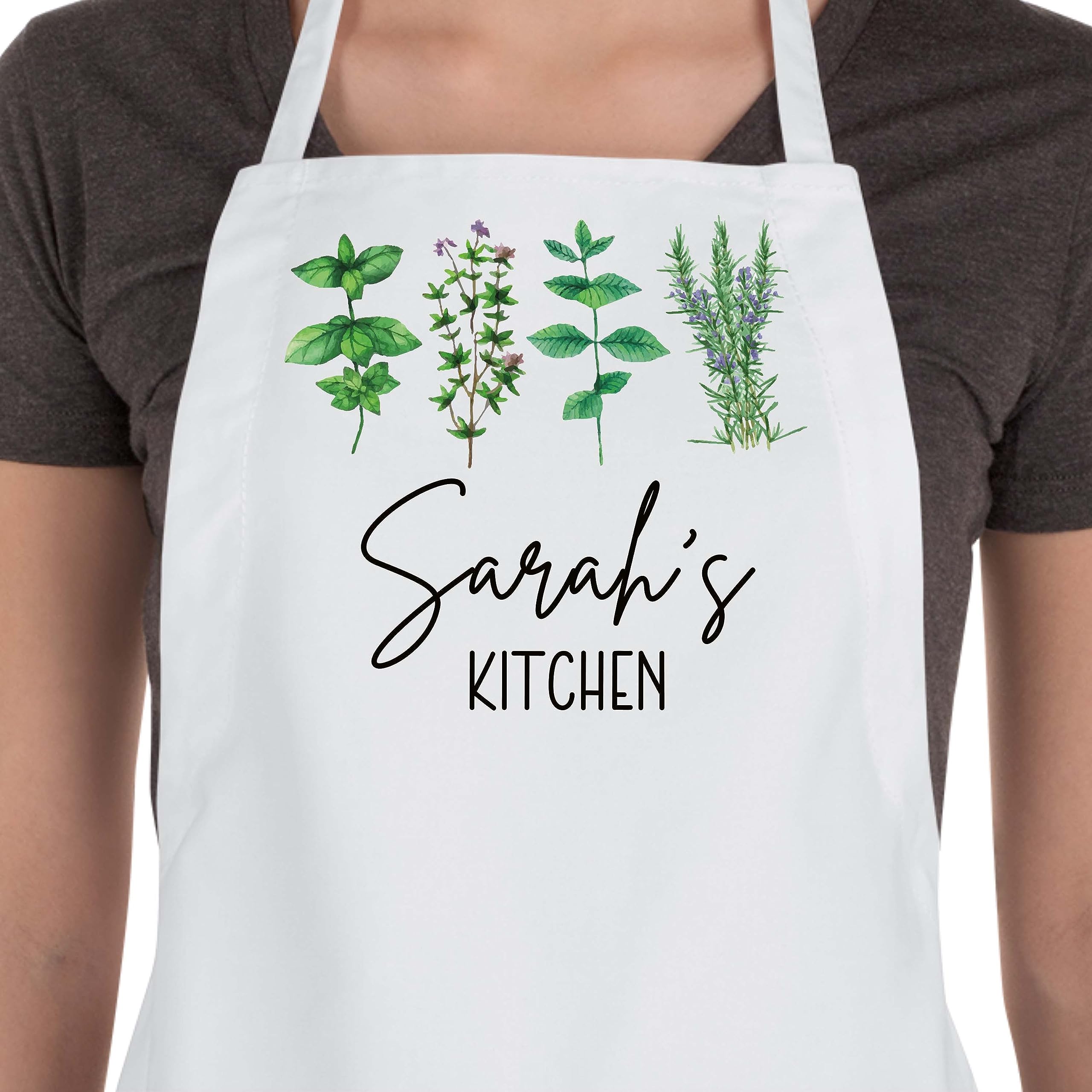 Adjustable neck strap apron side view
