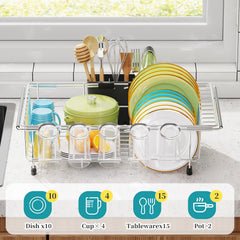 Utensil caddy with drainage holes and five cup holder positions