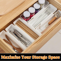 Adjustable sliding drawer organizer extended to 16.33 inches