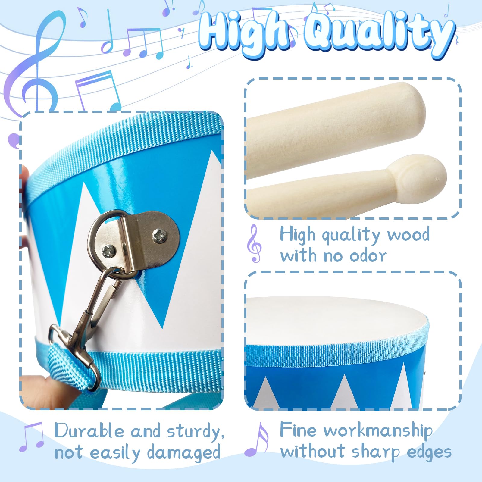 Adjustable strap on toddler drum toy