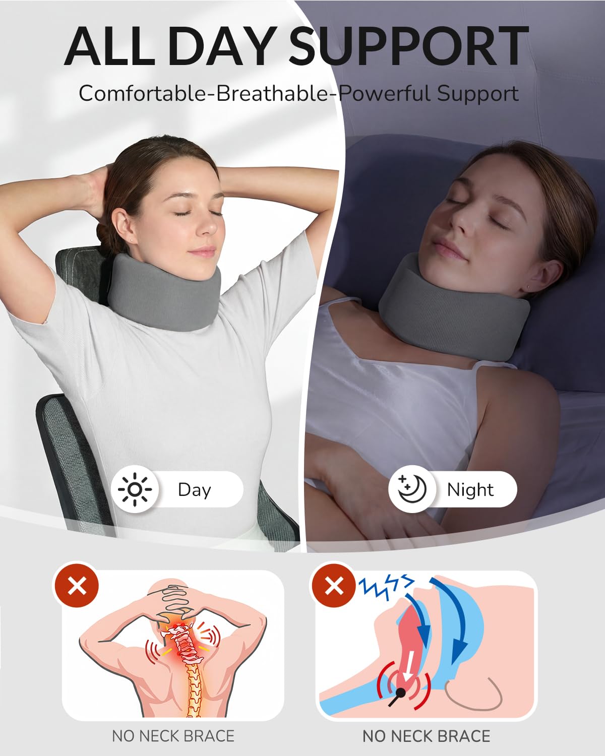 Neck brace with adjustable Velcro straps and detachable extension pad