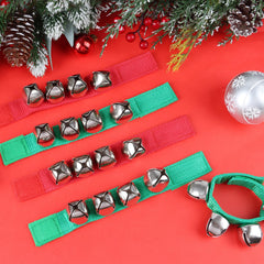 Four small metal bells per wristband producing a clear tinkle