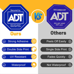 ADT security stickers shown on a window surface