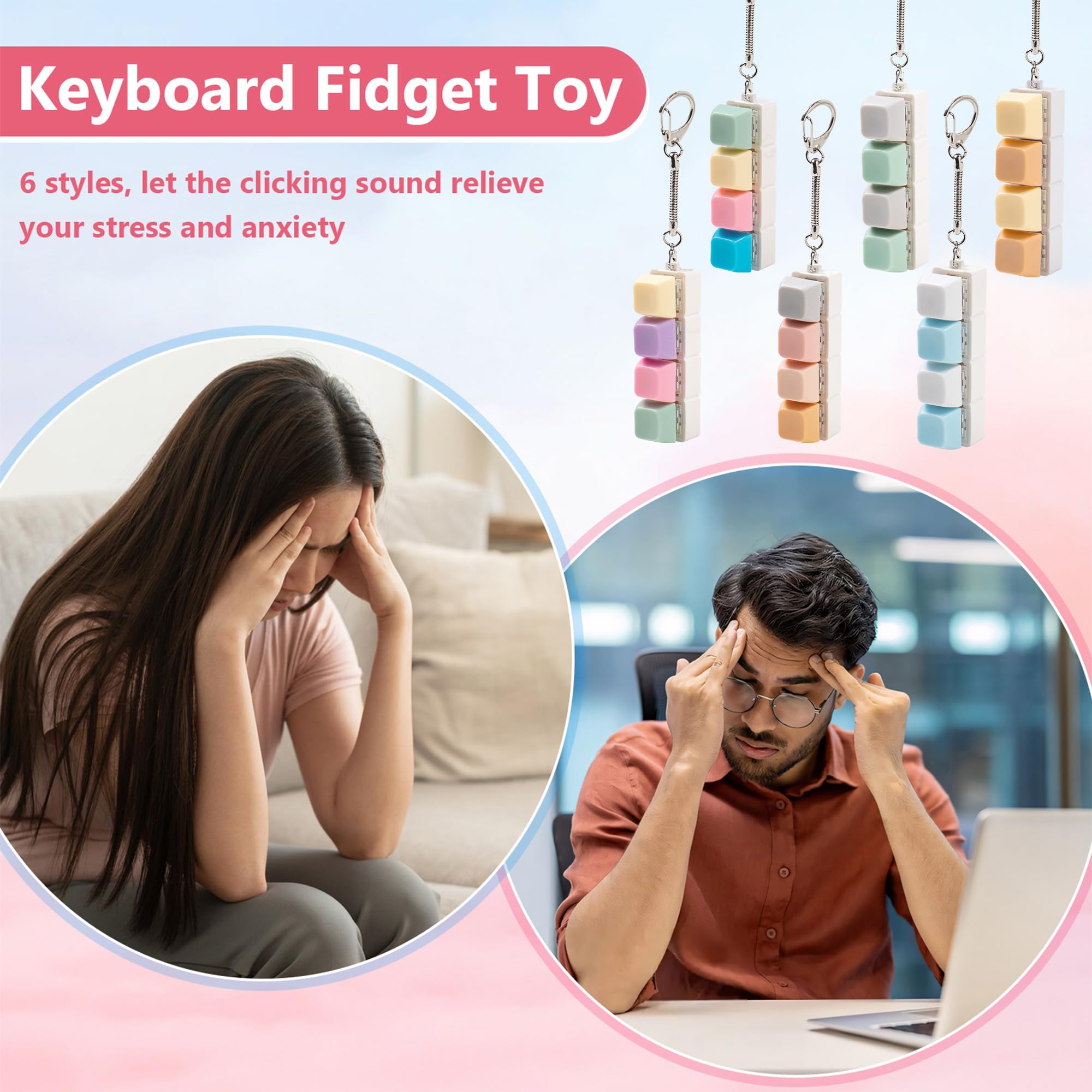 Adult fidget toy keyboard clicker in 2-pack