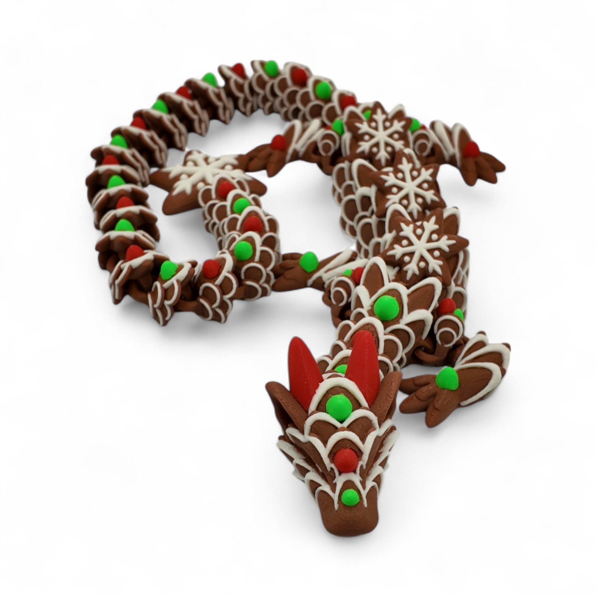 3D printed PLA figurine with festive holiday color palette