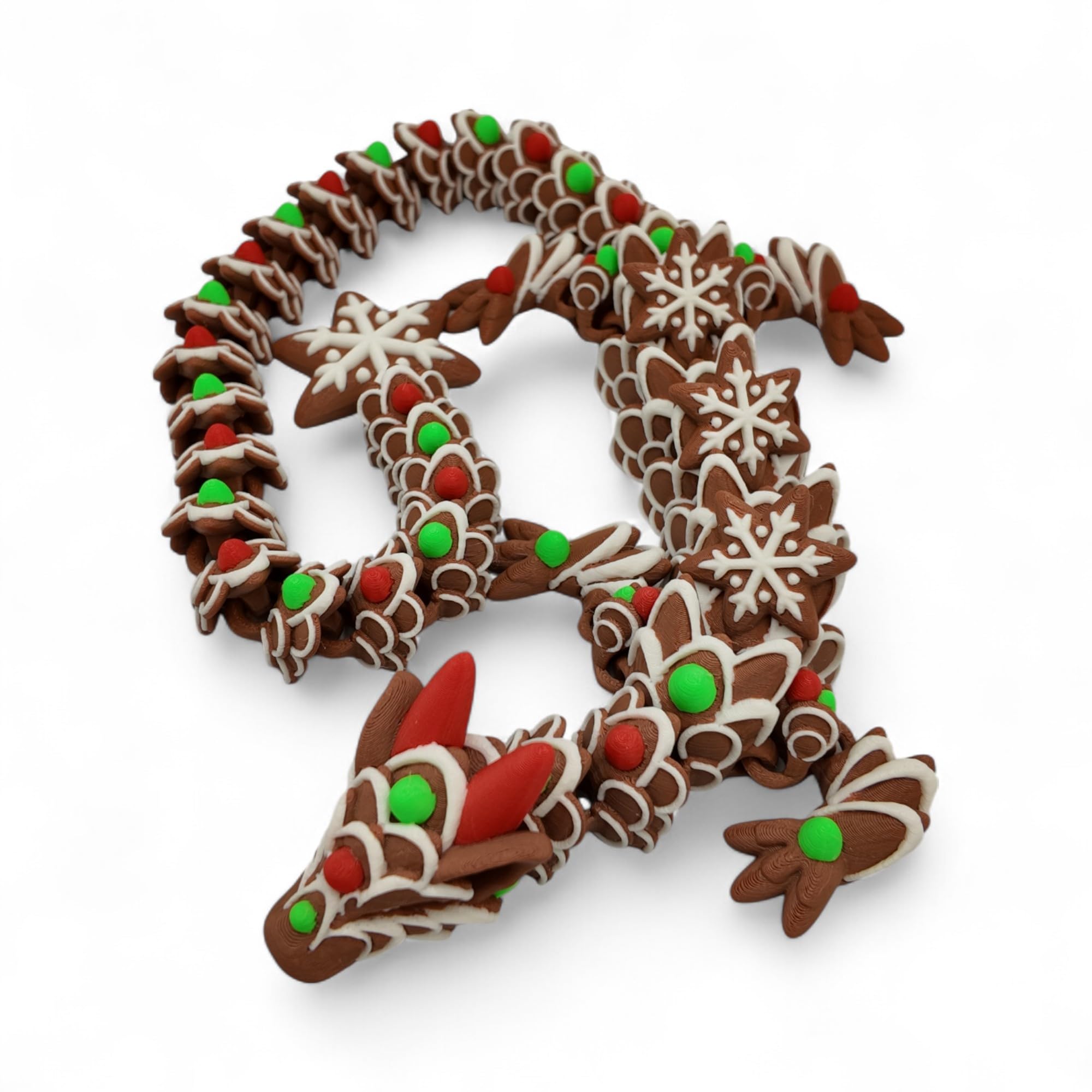 Close-up of icing-style detailing on gingerbread dragon