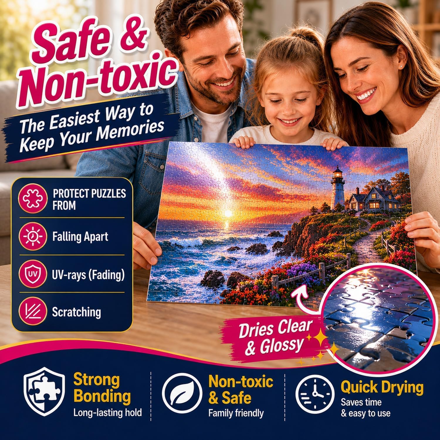 Puzzle glue for 500 to 5000-piece sets