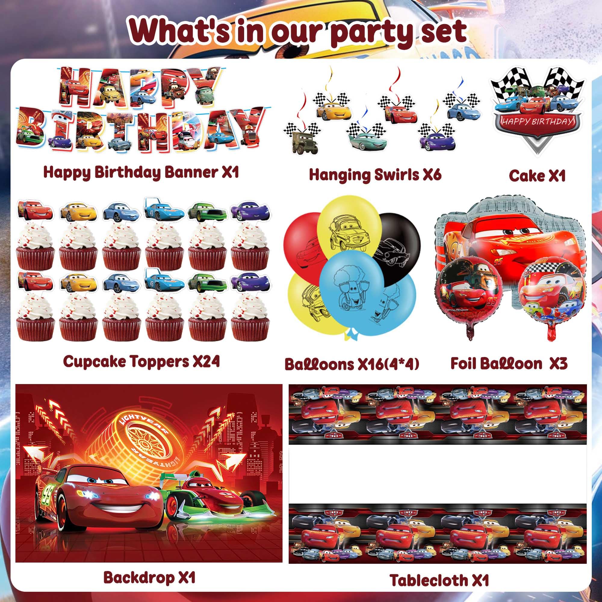 Adult theme birthday party supplies backdrop and tablecloth