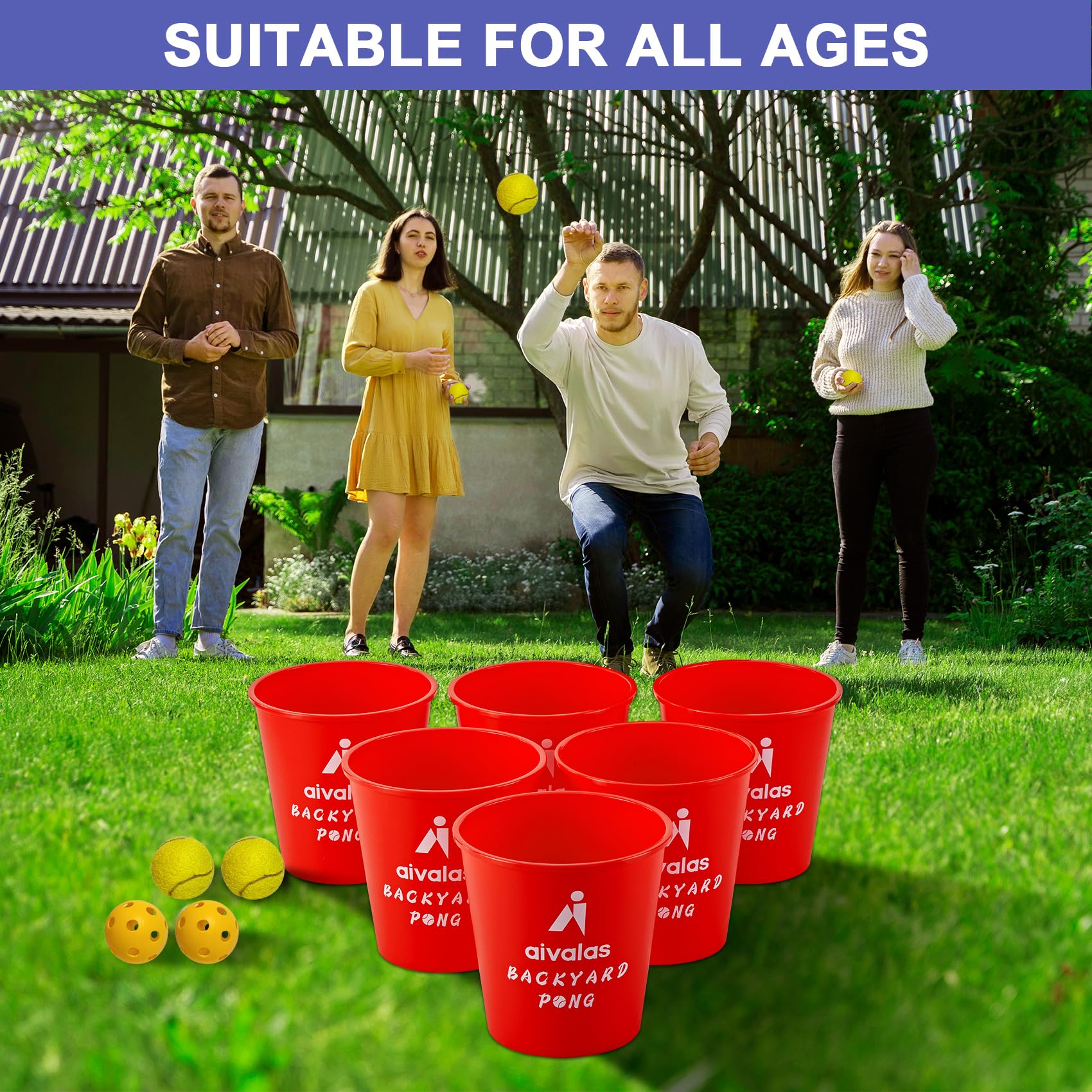 Outdoor yard pong set used on lawn beach and backyard