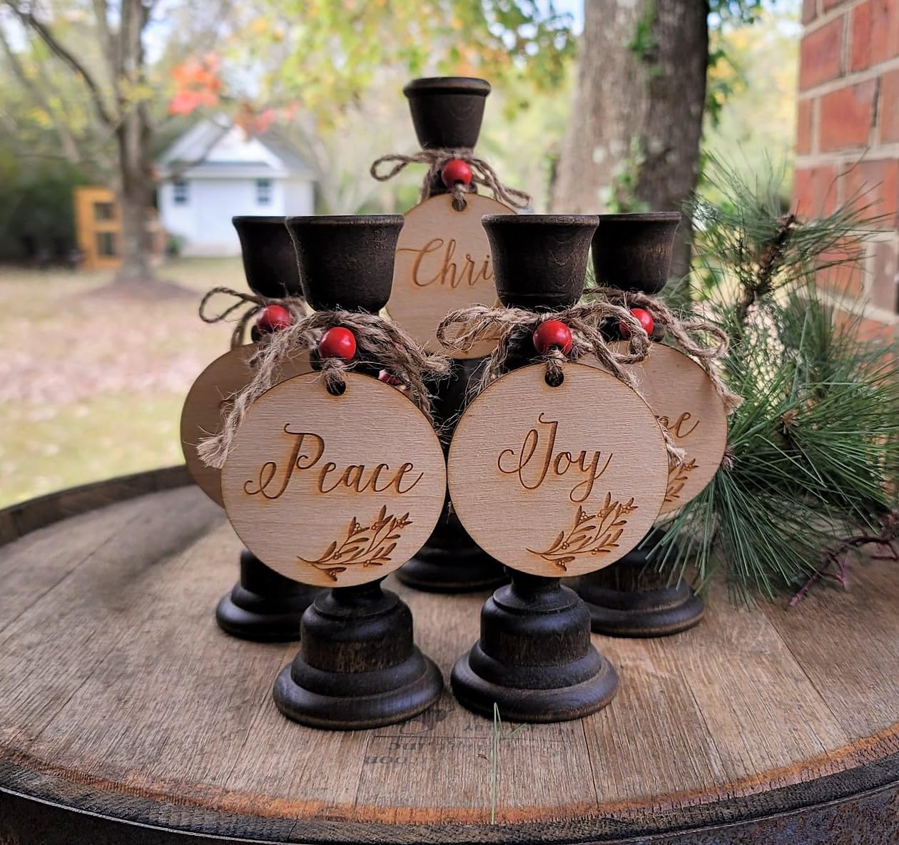 Advent table wreath compatible candle holders