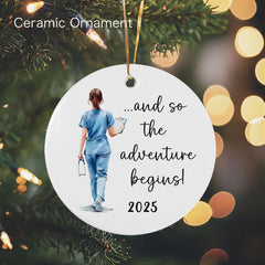 Blue gift box packaging for nurse ornament 2026
