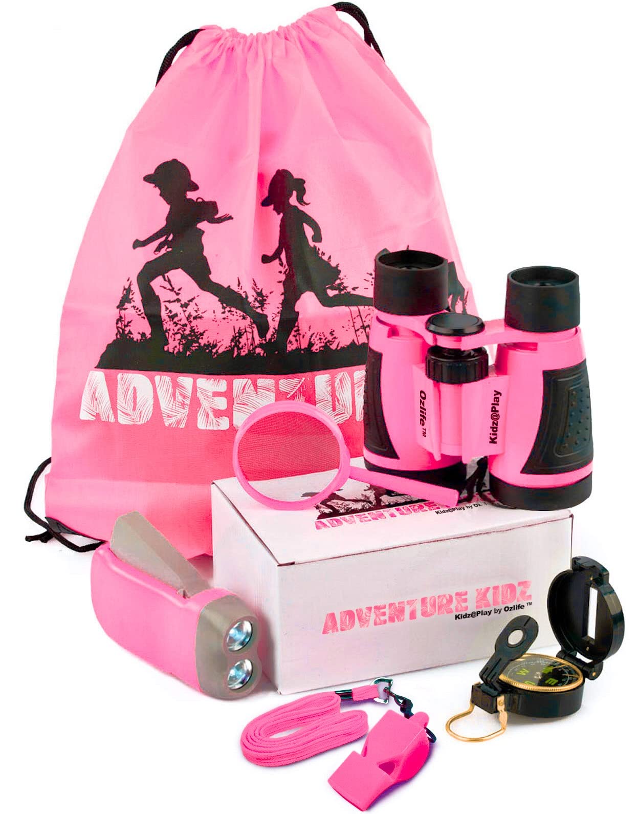 Adventure Kidz Pink Outdoor Exploration Kit binoculars with case