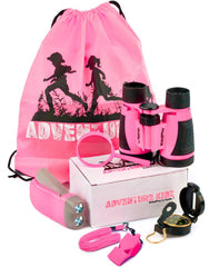 Adventure Kidz Pink Outdoor Exploration Kit binoculars with case
