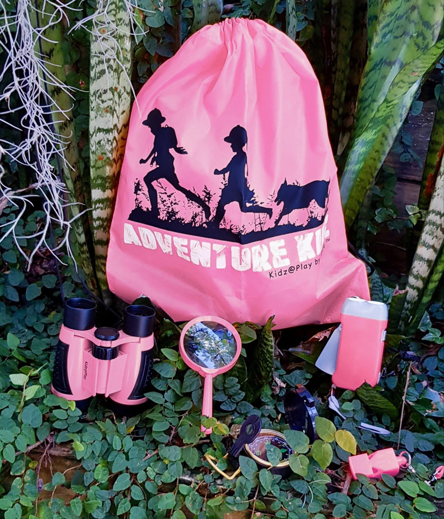 Adventure Kidz Pink Outdoor Exploration Kit fox whistle signaling tool