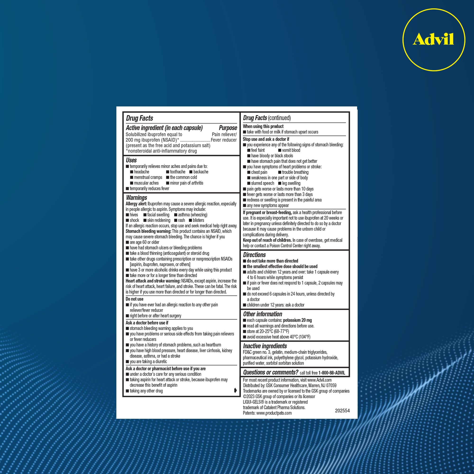 Advil is the #1 doctor-recommended ibuprofen brand label