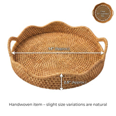 AEIRISSE handwoven rattan tray scalloped edge