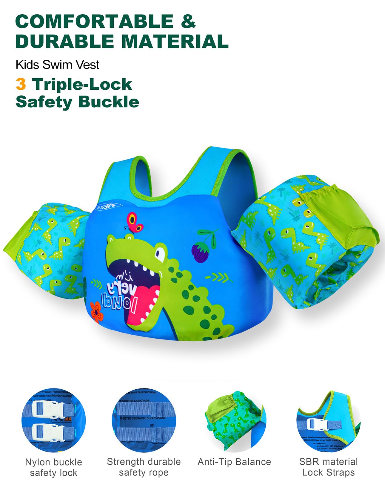 Buoyancy features designed for swim practice and water activities