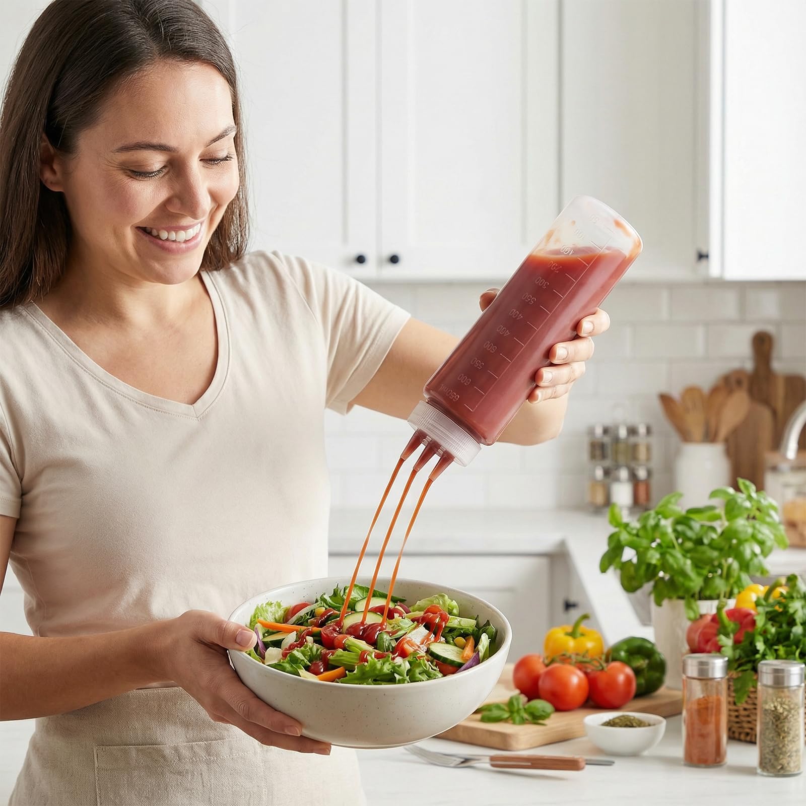 Food-contact polypropylene squeeze bottle for sauces